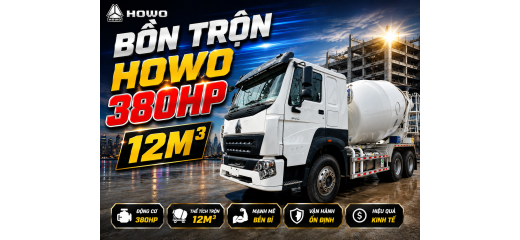 XE HOWO BỒN TRỘN V7G 12M3 MÁY 380HP