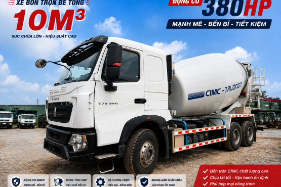 XE TRỘN BÊ TÔNG HOWO T7H 380HP 10M3