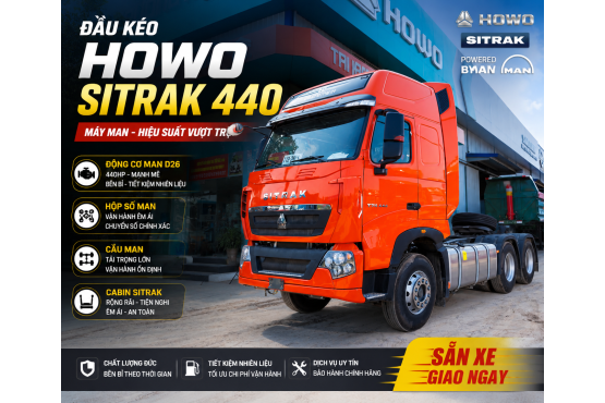 ĐẦU KÉO HOWO SITRAK T7H 440HP CẦU LÁP