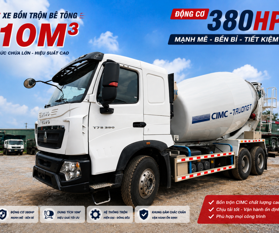 XE TRỘN BÊ TÔNG HOWO T7H 380HP 10M3
