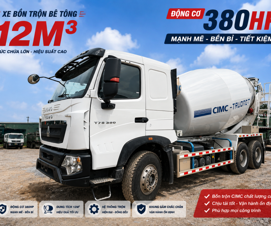 XE TRỘN BÊ TÔNG HOWO T7H 380HP 12M3